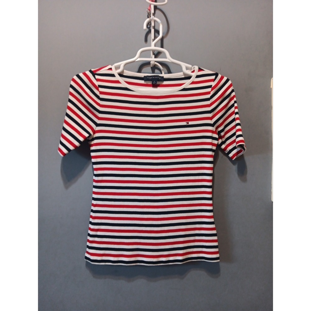 Vintage Tommy Hilfiger Y2K Sweater Academia Womens M Striped Logo Top Old Money